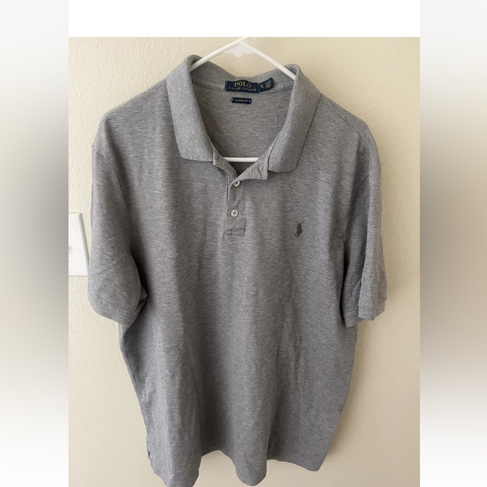 Polo Ralph Lauren Mens Polo Shirt XL, Gray with Gray Logo